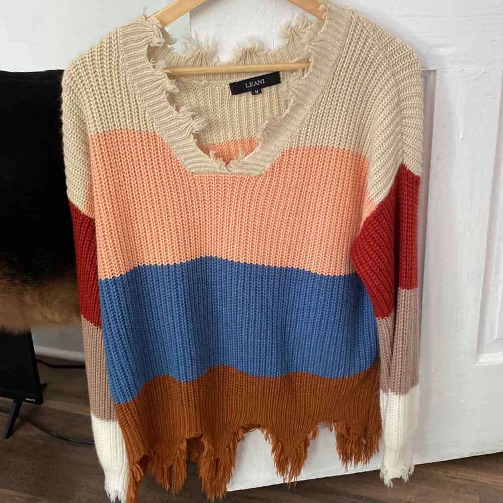 Colorful distressed sweater